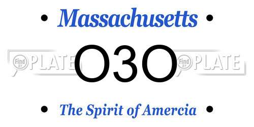O3O Massachusetts License Plate