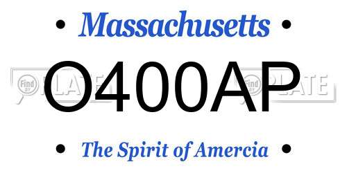 O400AP Massachusetts License Plate
