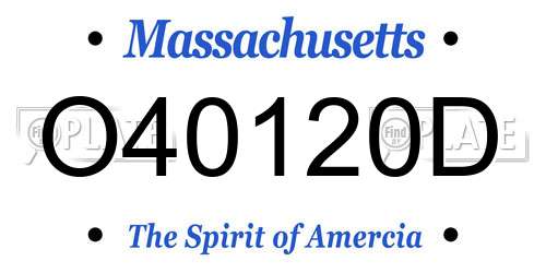 O40120D Massachusetts License Plate