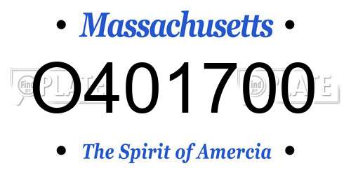 O401700 Massachusetts License Plate