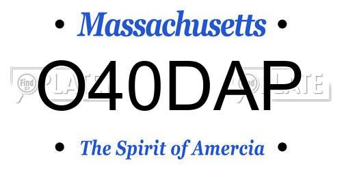 O40DAP Massachusetts License Plate