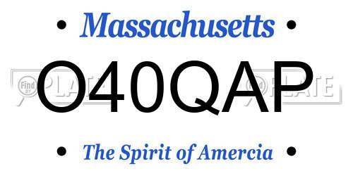 O40QAP Massachusetts License Plate