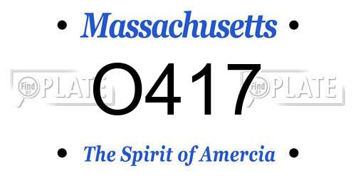 O417 Massachusetts License Plate