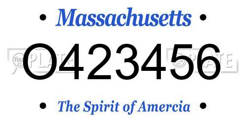 O423456 Massachusetts License Plate
