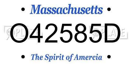 O42585D Massachusetts License Plate