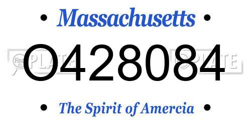 O428084 Massachusetts License Plate