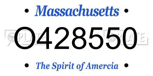 O428550 Massachusetts License Plate