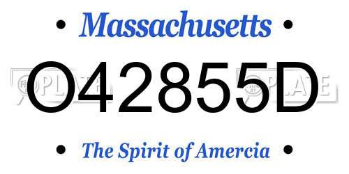 O42855D Massachusetts License Plate