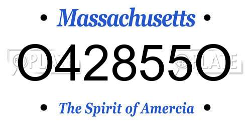 O42855O Massachusetts License Plate