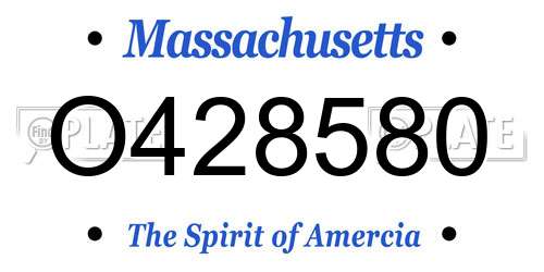 O428580 Massachusetts License Plate