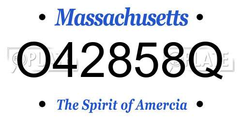 O42858Q Massachusetts License Plate