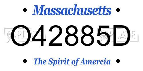 O42885D Massachusetts License Plate