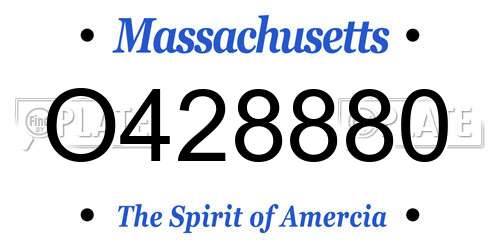O428880 Massachusetts License Plate