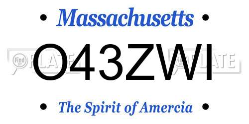 O43ZWI Massachusetts License Plate
