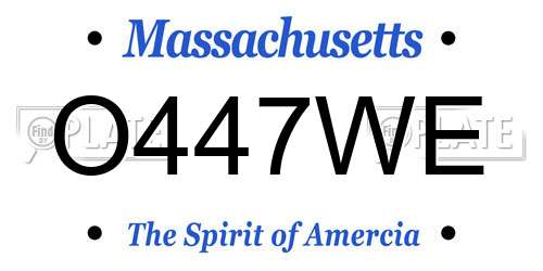 O447WE Massachusetts License Plate