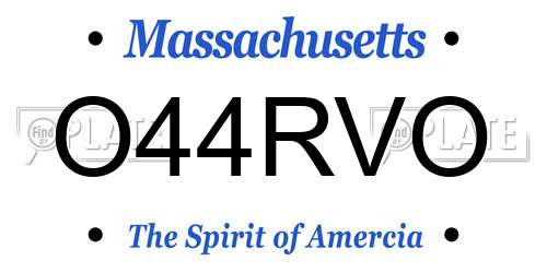 O44RVO Massachusetts License Plate