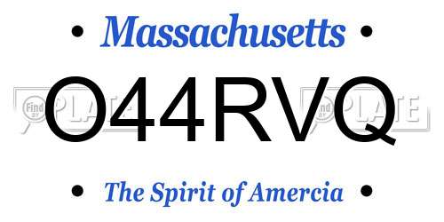 O44RVQ Massachusetts License Plate