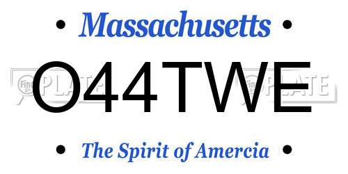O44TWE Massachusetts License Plate