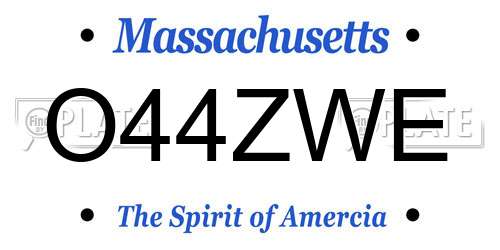 O44ZWE Massachusetts License Plate