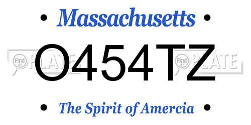 O454TZ Massachusetts License Plate
