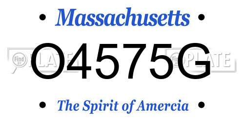 O4575G Massachusetts License Plate