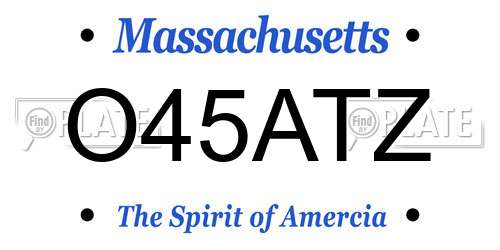 O45ATZ Massachusetts License Plate