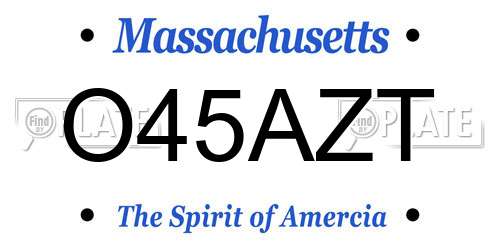 O45AZT Massachusetts License Plate