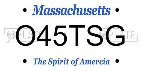 O45TSG Massachusetts License Plate