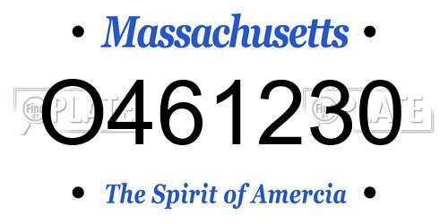 O461230 Massachusetts License Plate