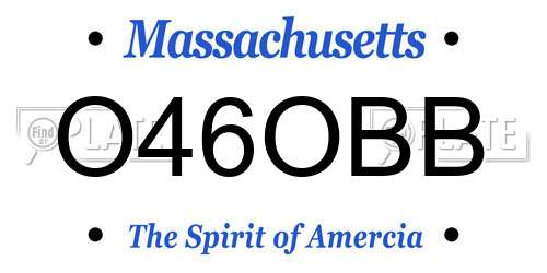 O46OBB Massachusetts License Plate