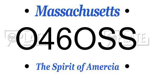 O46OSS Massachusetts License Plate