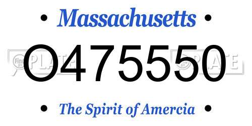 O475550 Massachusetts License Plate