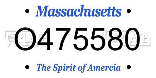 O475580 Massachusetts License Plate