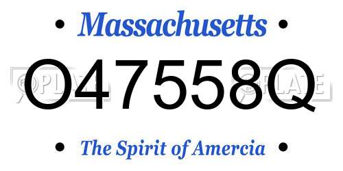 O47558Q Massachusetts License Plate