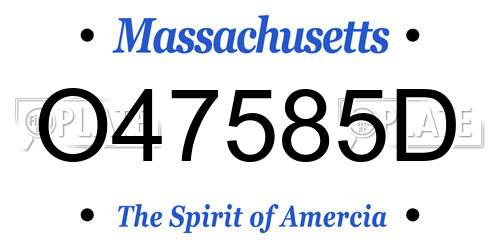 O47585D Massachusetts License Plate