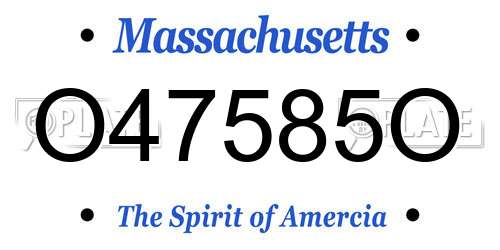 O47585O Massachusetts License Plate