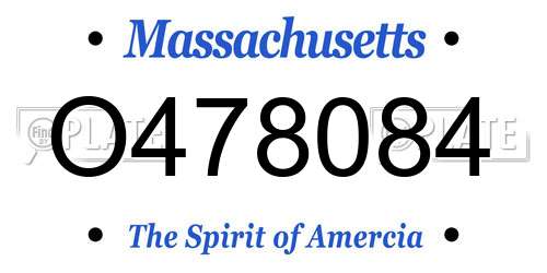 O478084 Massachusetts License Plate