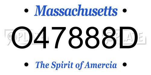 O47888D Massachusetts License Plate