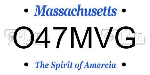 O47MVG Massachusetts License Plate