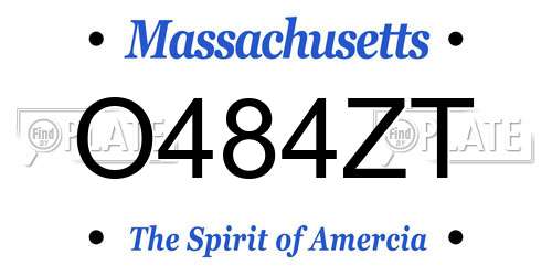 O484ZT Massachusetts License Plate