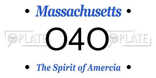O4O Massachusetts License Plate