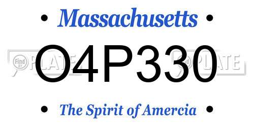 O4P330 Massachusetts License Plate