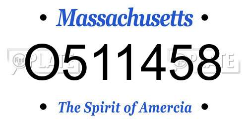 O511458 Massachusetts License Plate