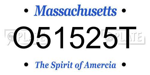 O51525T Massachusetts License Plate