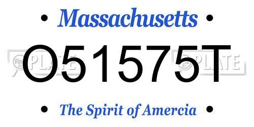 O51575T Massachusetts License Plate