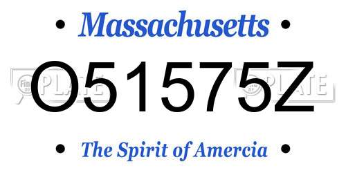 O51575Z Massachusetts License Plate