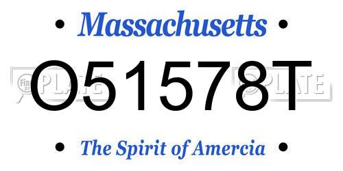 O51578T Massachusetts License Plate