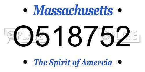O518752 Massachusetts License Plate