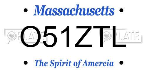O51ZTL Massachusetts License Plate