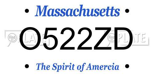 O522ZD Massachusetts License Plate
